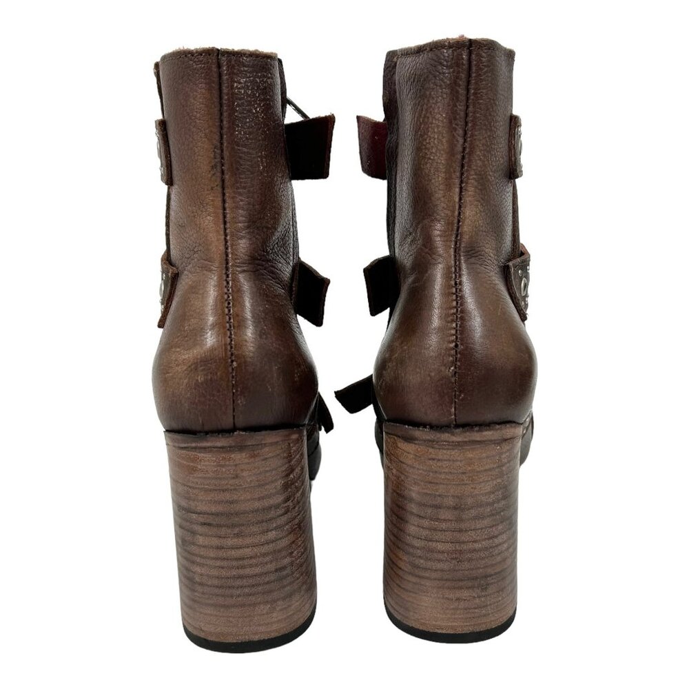 Freebird Joust Brown Leather Buckle Heeled Boots - Picture 6 of 11